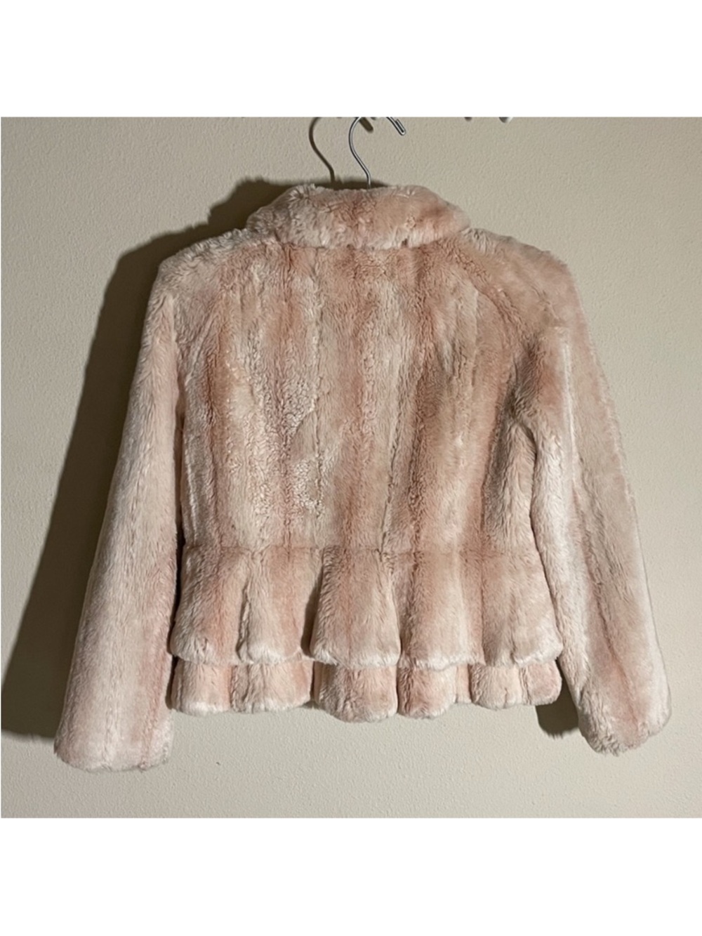 Juicy Couture Faux Fur Pink Ruffle Jacket Junior 14 XL vintage y2k EUC $208 rrp - Picture 2 of 4